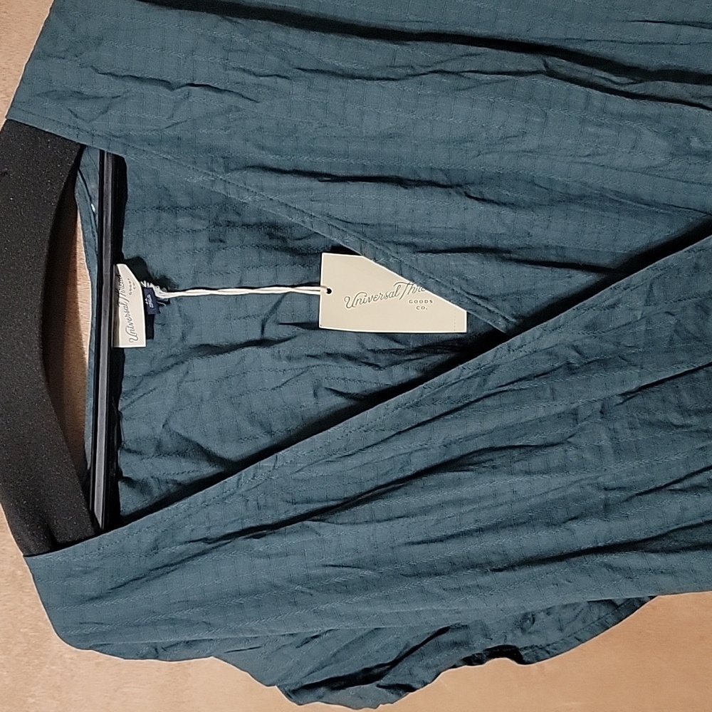 Nwt Universal Thread Dress Teal Wrap Top Full Skirt V Neck Textured - Picture 11 of 12